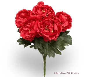 19" Silk Faux Peony Bush ( TY4949-Red )