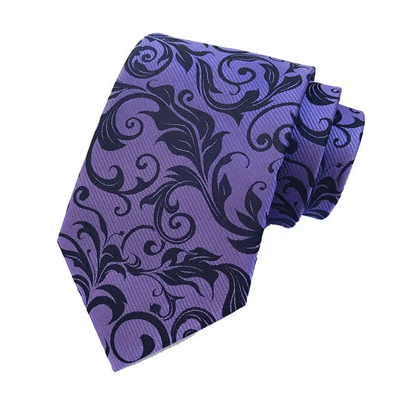 2Pcs Men's Plant Swirl Floral Necktie Set