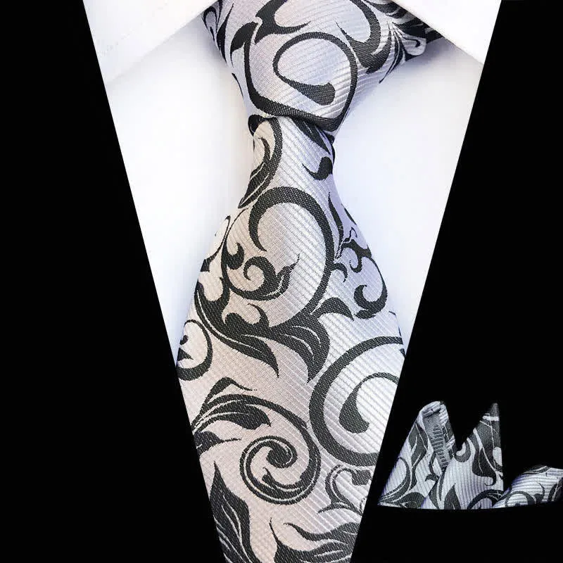 2Pcs Men's Plant Swirl Floral Necktie Set