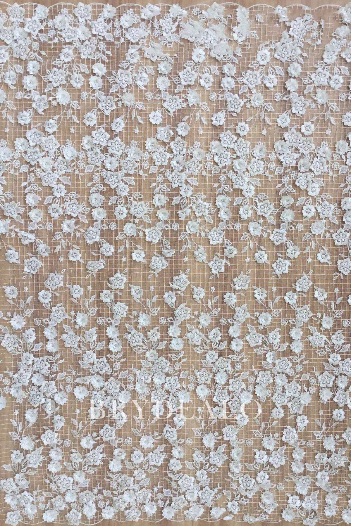 3D Flower Embroidery Lace Fabric for Wholesale