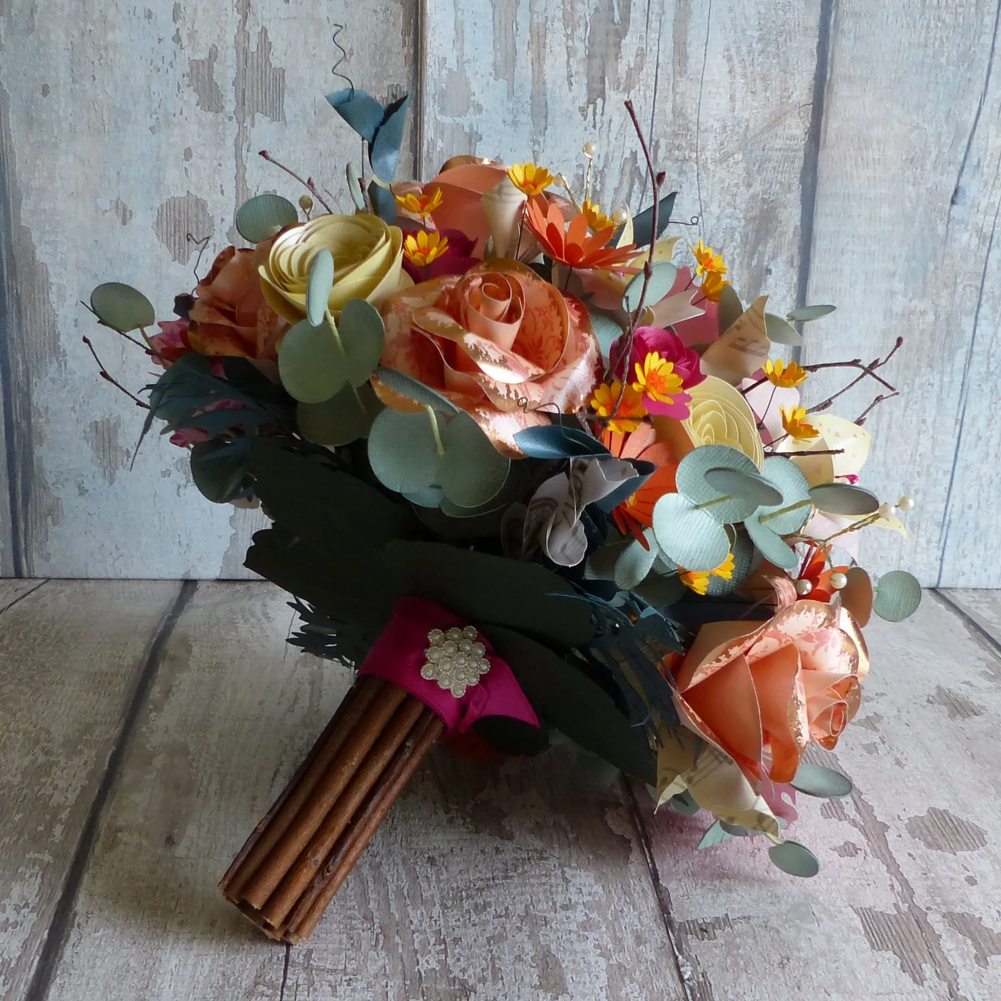 A Summer sunset pink & orange paper flower bouquet