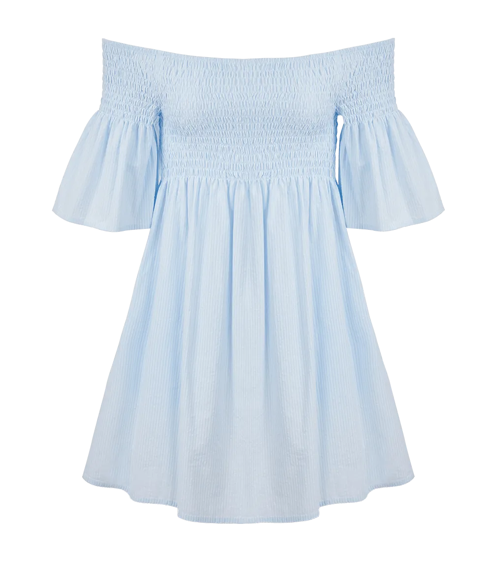 Arianna Smocked Bell Sleeve Mini Dress