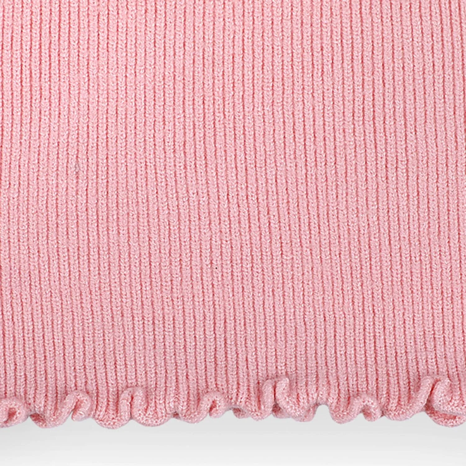 Basic Ribbed Premium Full Sleeves Knitted Kids Sweater - Pink