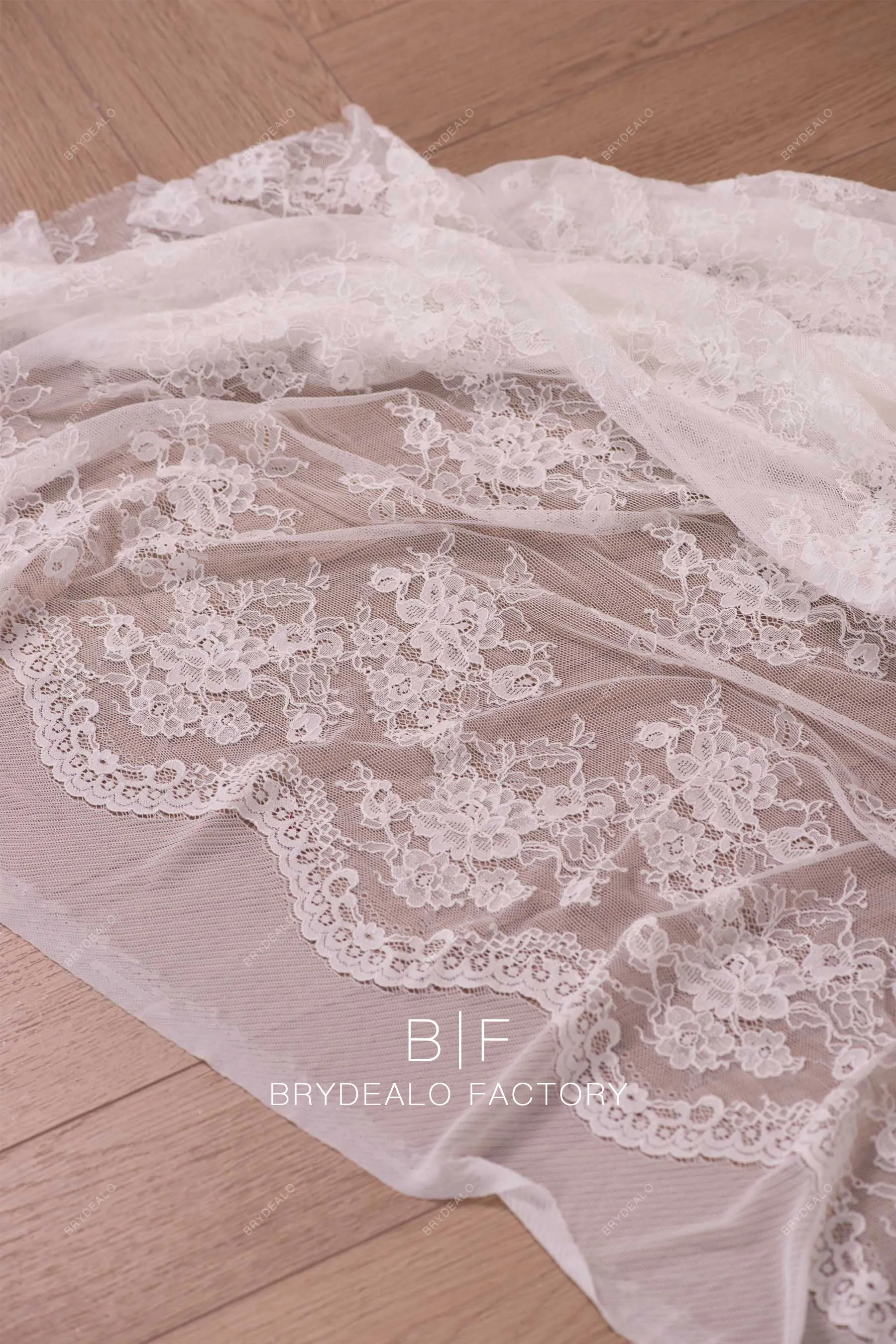 Beautiful Elastic Double Border Cording Flower Lace Fabric