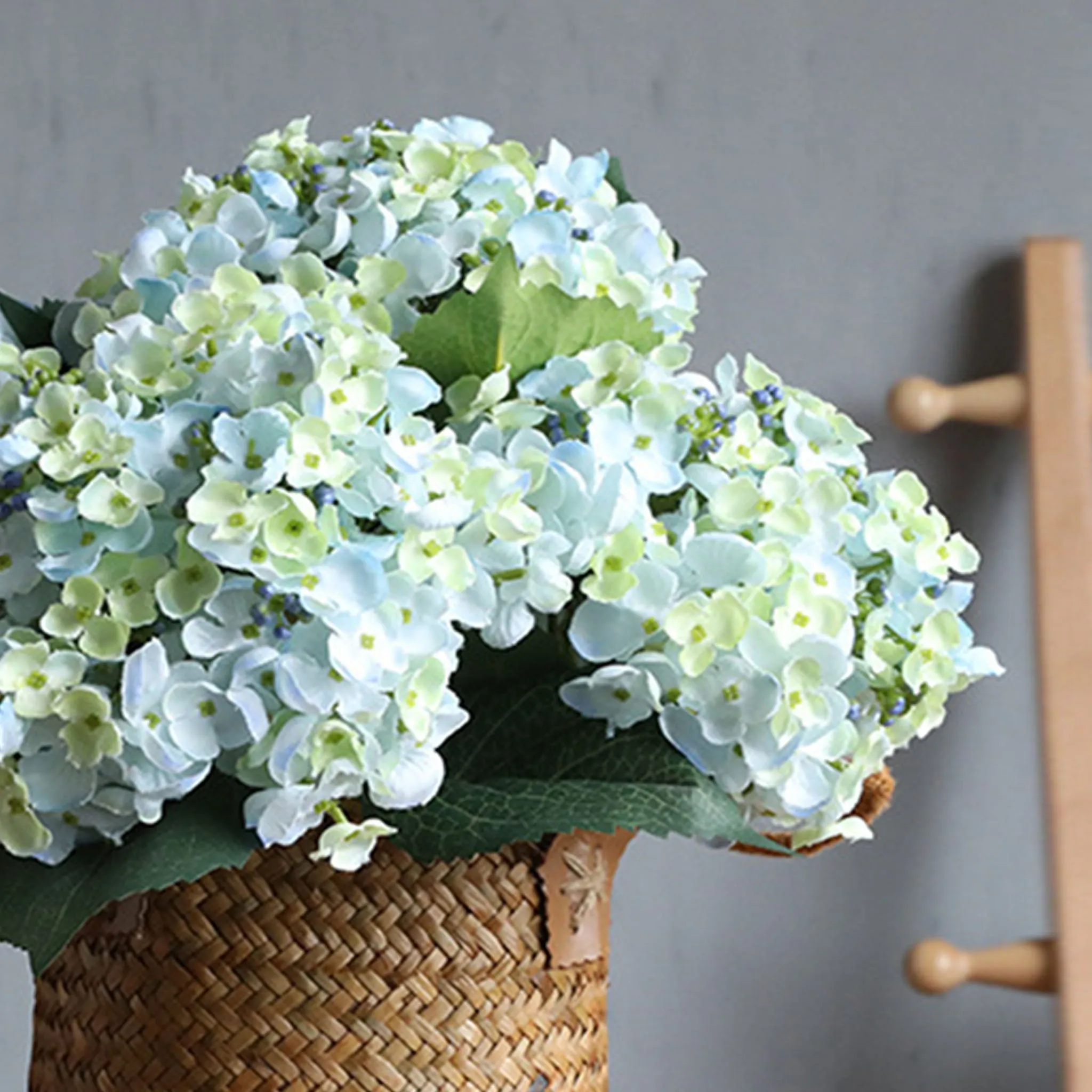 Blue Green Artificial Hydrangea Flower 5pcs