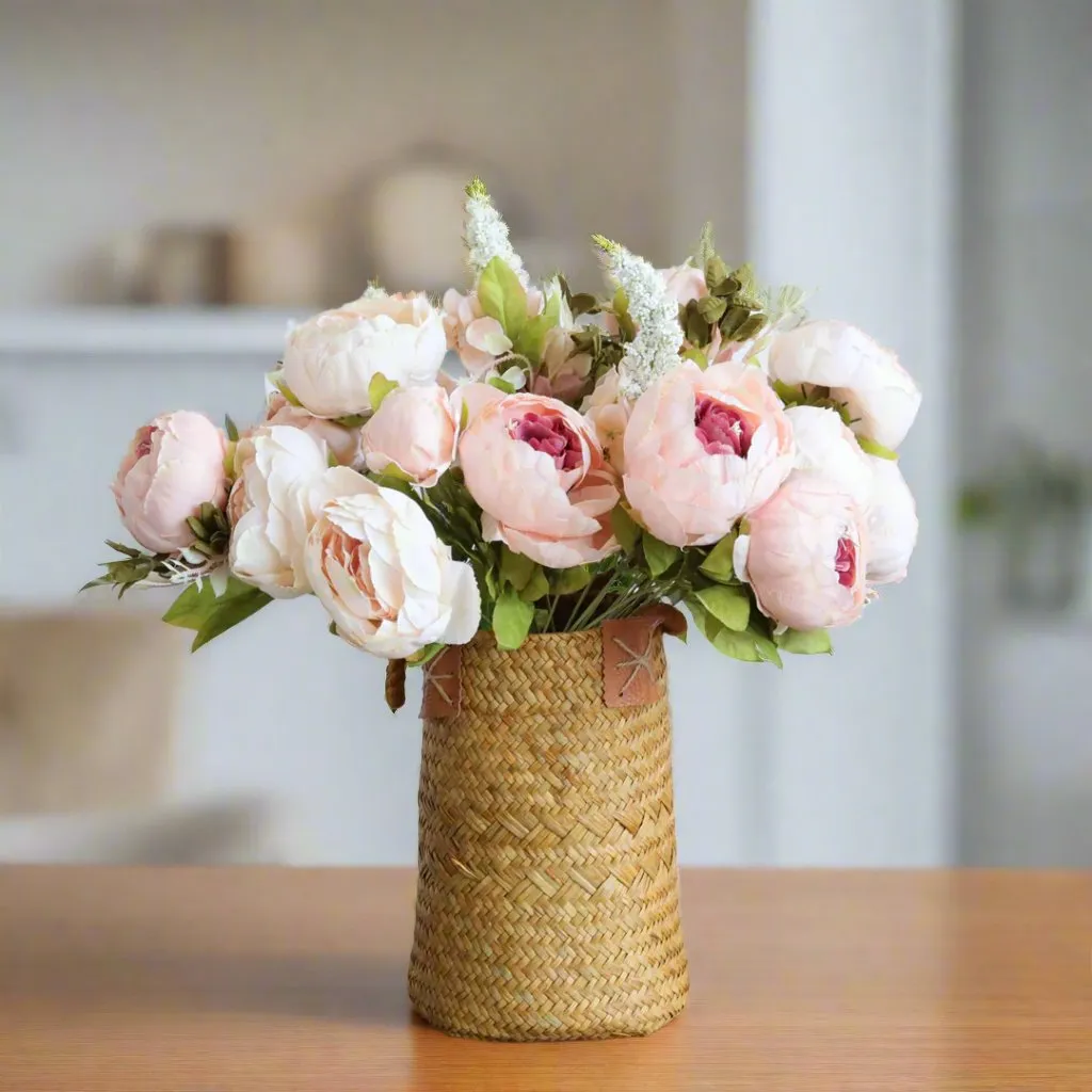 Blush Peony Flowers Artificial Silk Peony For Wedding Arrangement Fake Flowers