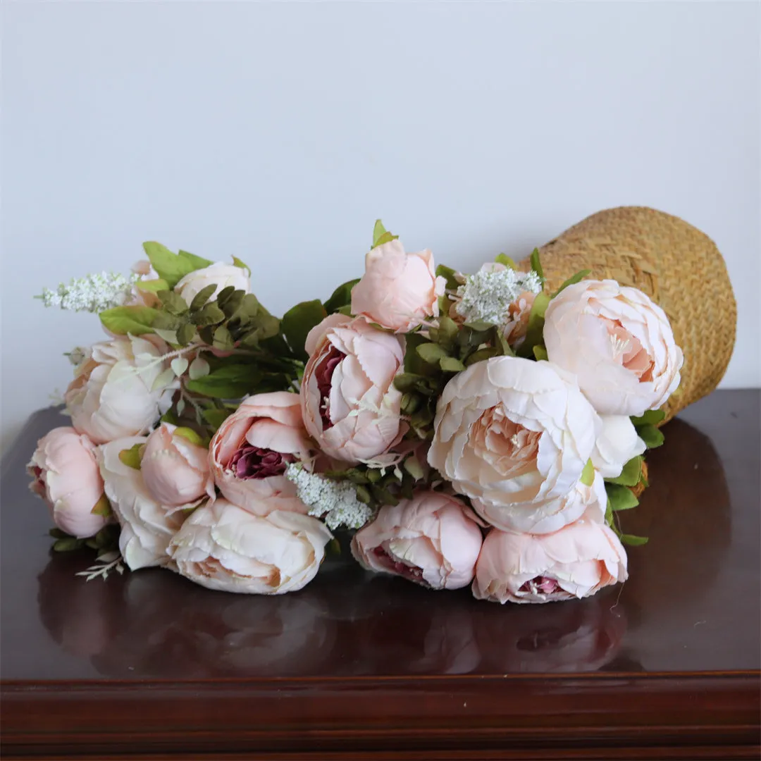 Blush Peony Flowers Artificial Silk Peony For Wedding Arrangement Fake Flowers