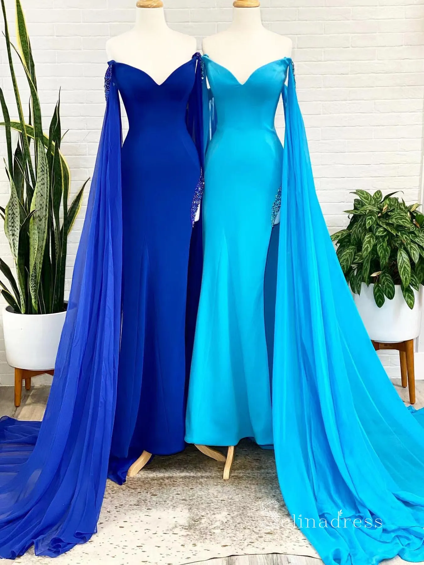 Chic A-line Off-the-shoulder Chiffon Long Prom Dresses Cheap Evening Dresses MLK04884