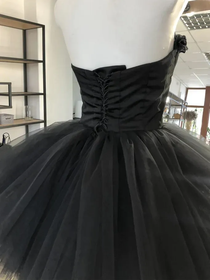 Chic Black Sweetheart Short Prom Dress Tulle Homecoming Dress #TKL2170