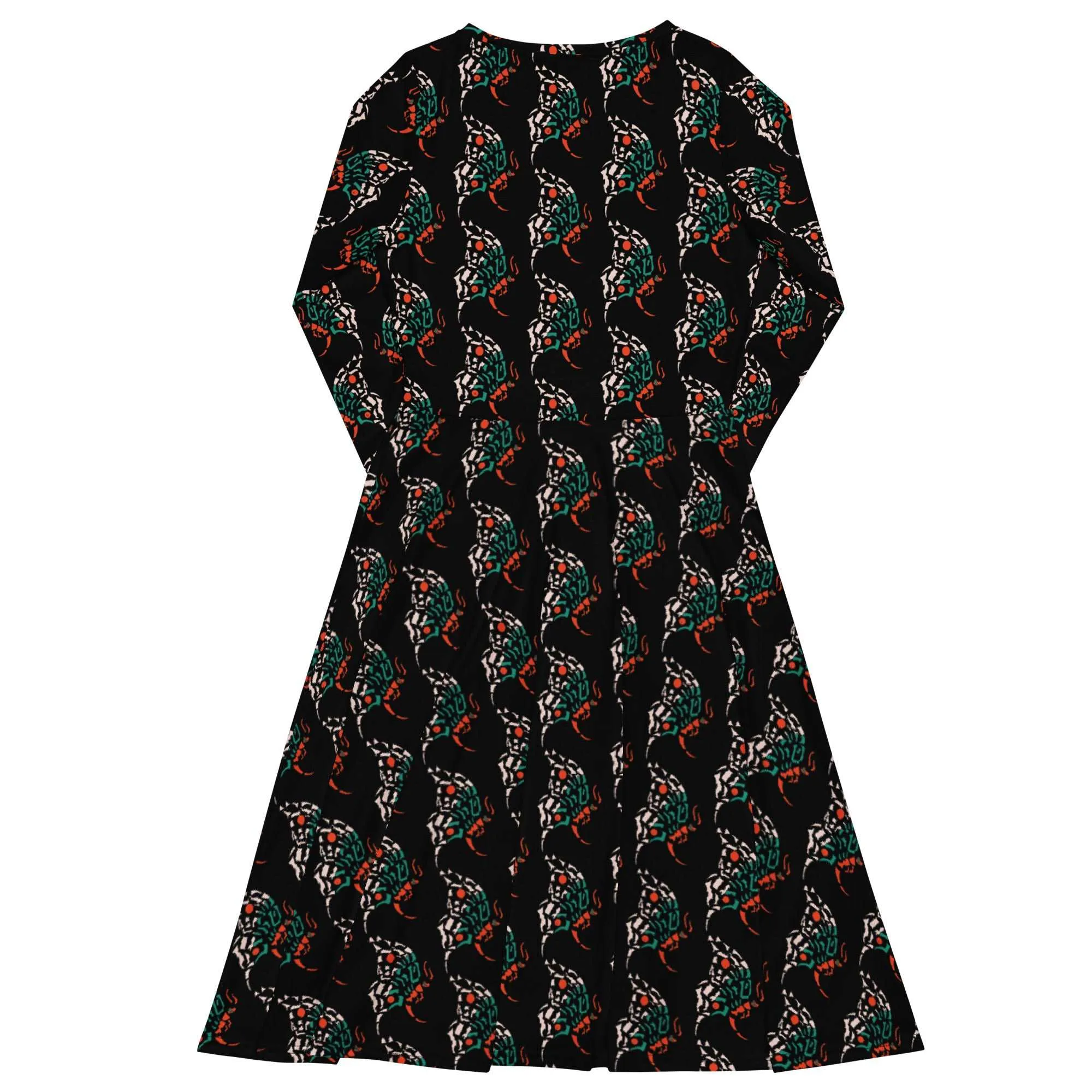 Colorful Butterfly Art Print All-Over Print Long Sleeve Midi Dress