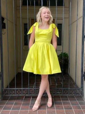 Cute Yellow Short Homecoming Dresses,Cocktail Dresses for Juniors