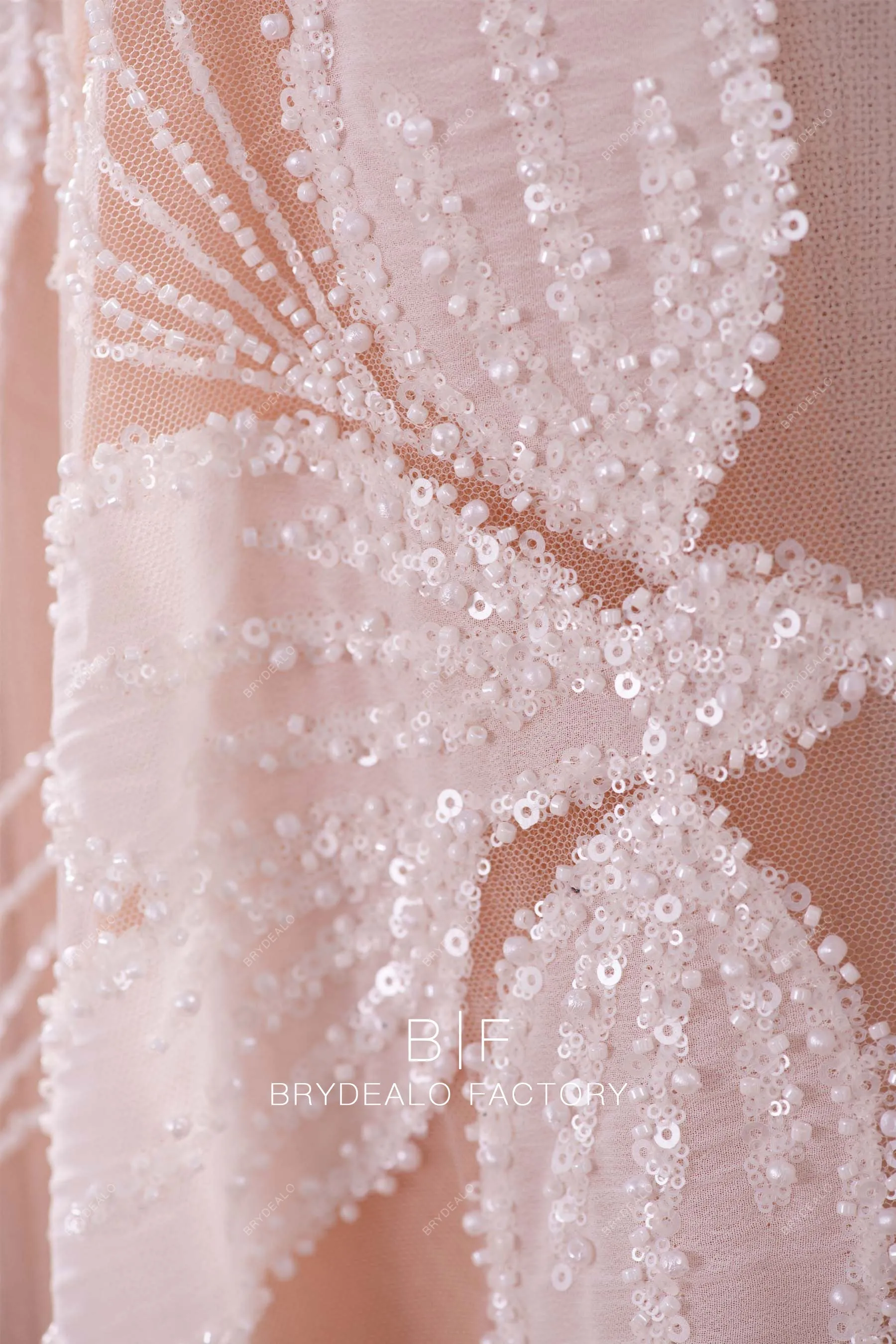 Designer Beaded Chiffon Embroidery Flower Lace Fabric Online