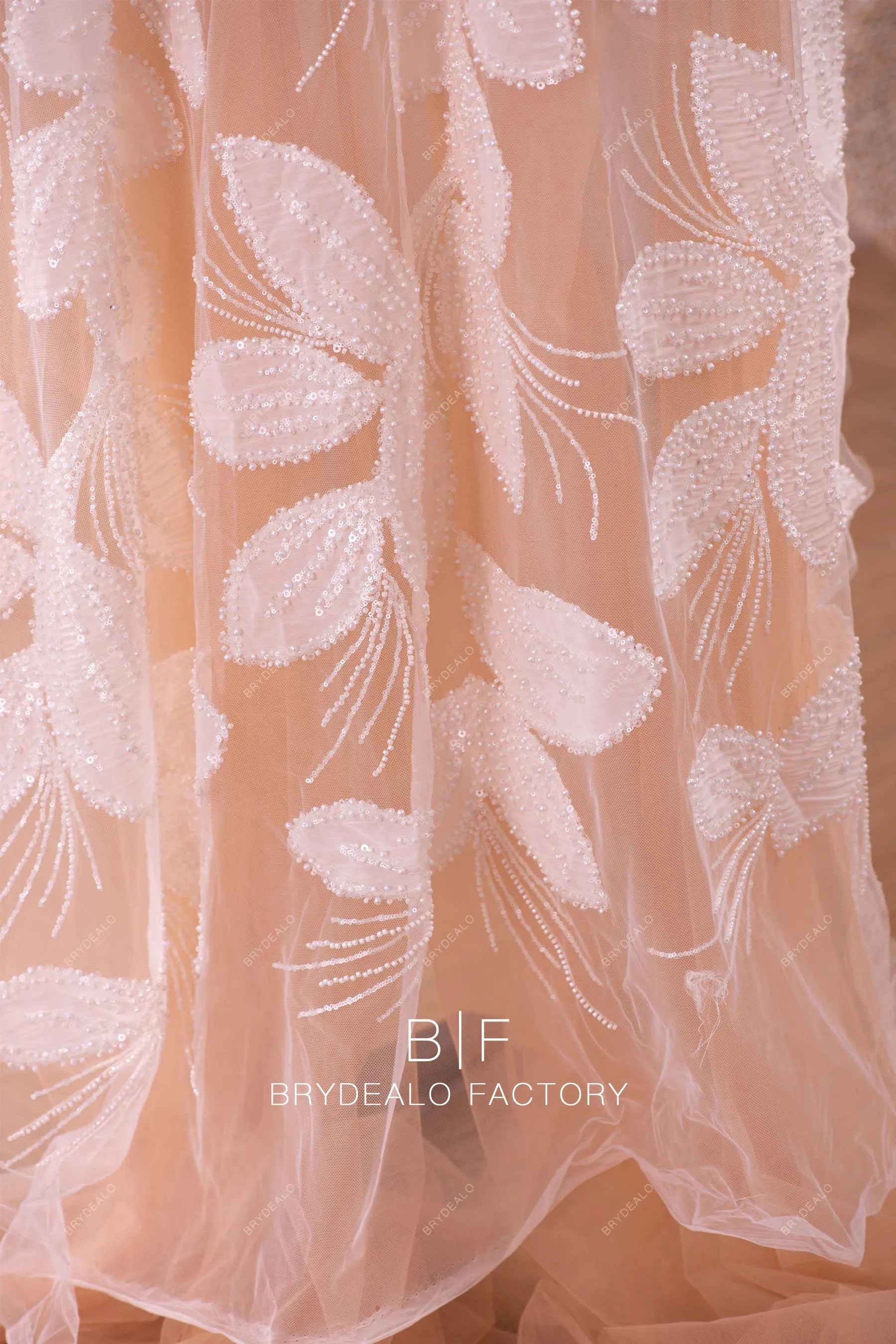 Designer Beaded Chiffon Embroidery Flower Lace Fabric Online