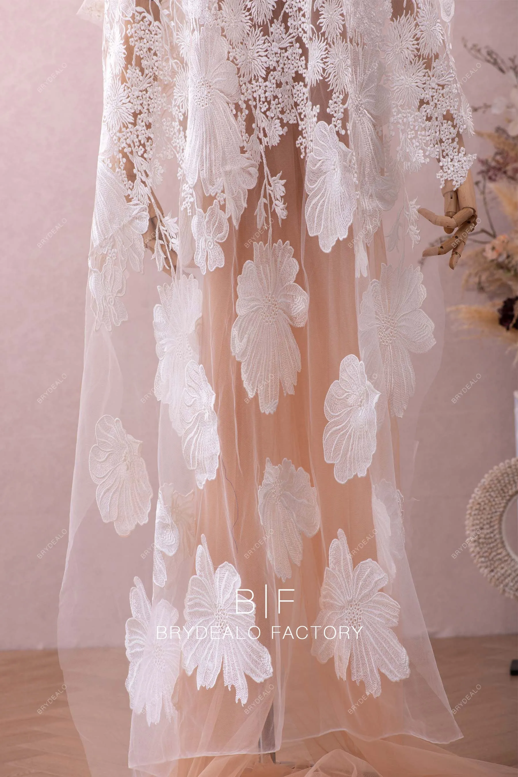 Designer Embroidery Wild Flower Lace Fabric Online