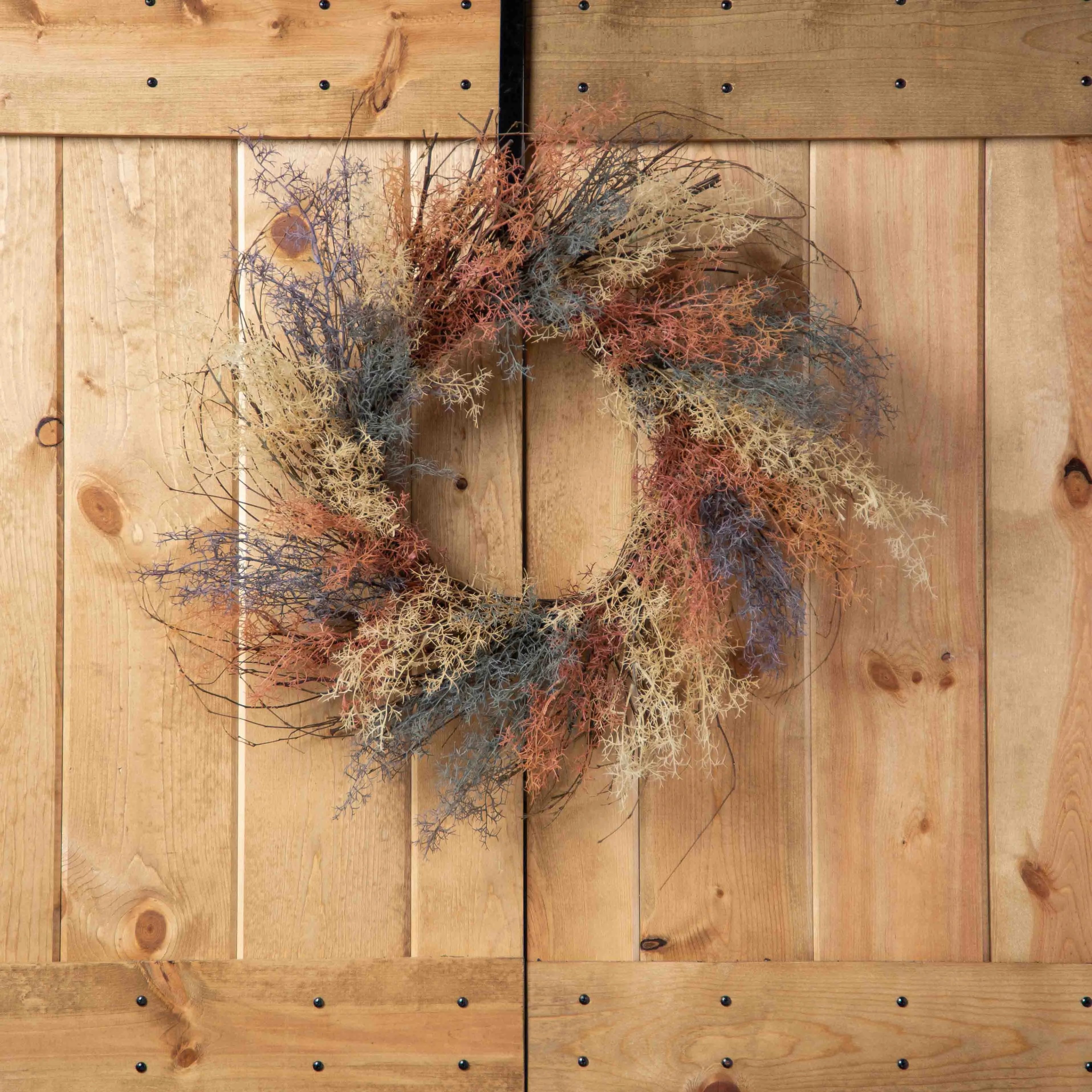 Dreamy Coral Fern On A Wispy Birch Twig Everyday Front Door Wreath