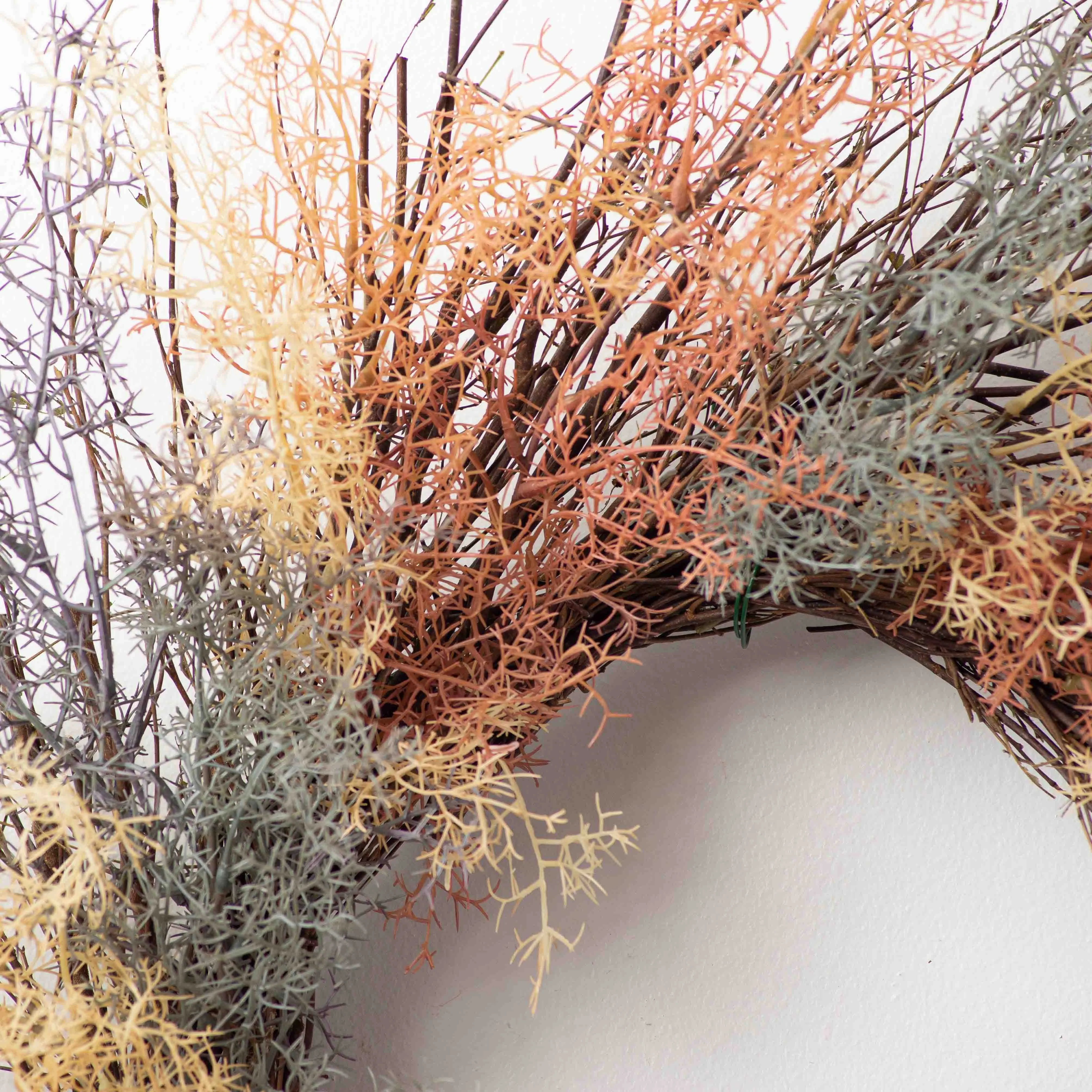 Dreamy Coral Fern On A Wispy Birch Twig Everyday Front Door Wreath