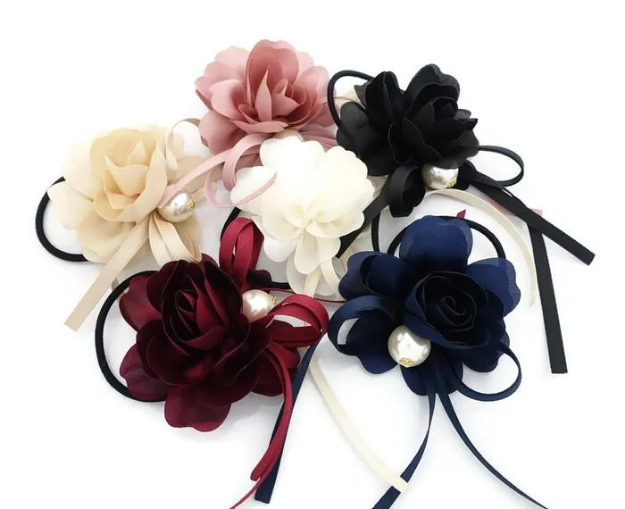 Flower Bow Knot Decorated Pretty Ponytail Holder Hair Elastic