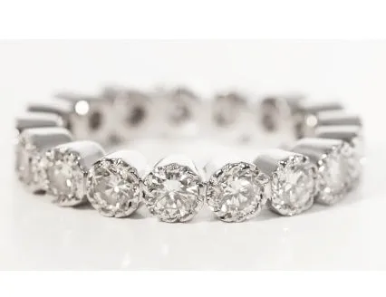 Flower Milgrain Diamond Eternity Band