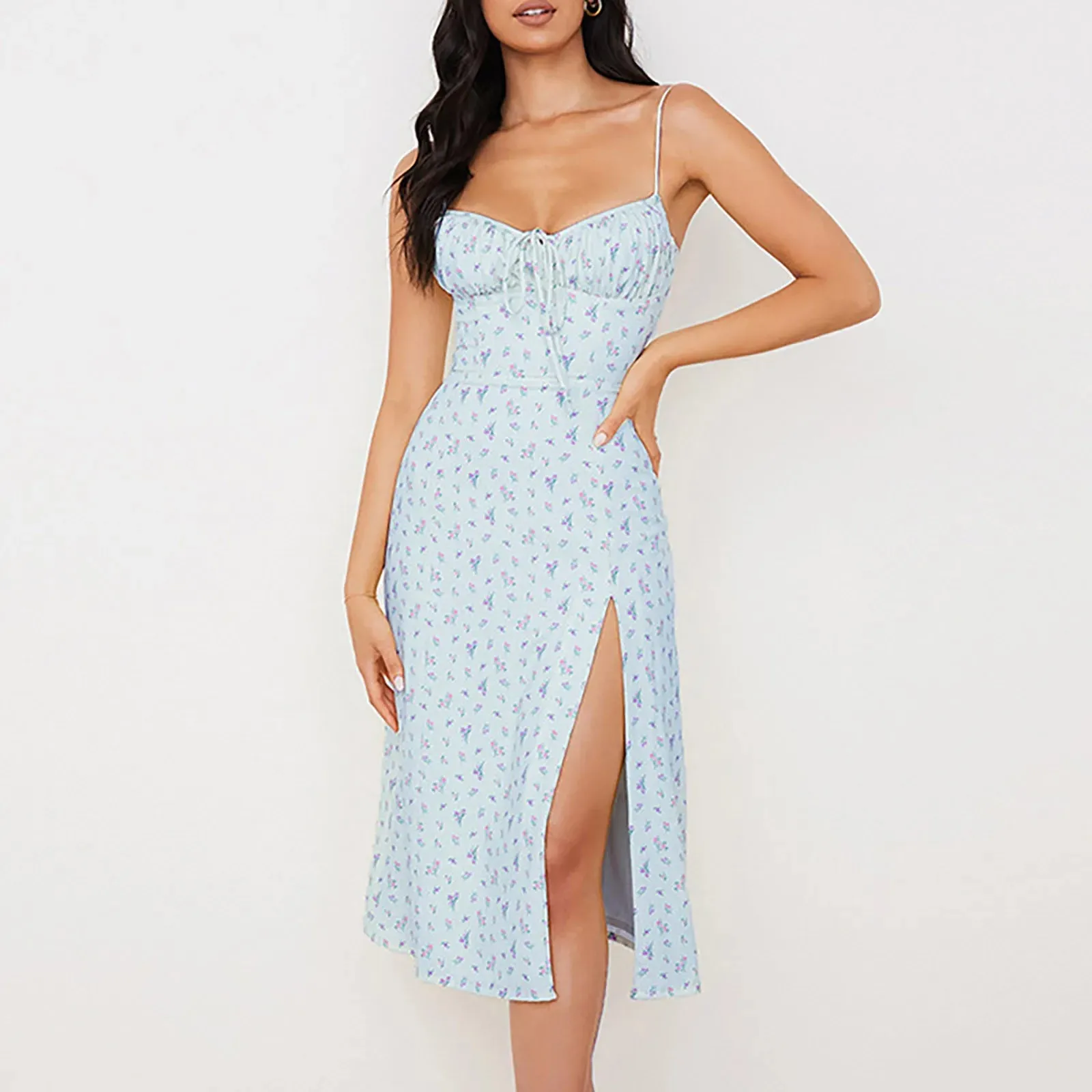 Flower Print High Split Off Shoulder Backless Bodycon Summer Vestidos Midi Sexy Dress