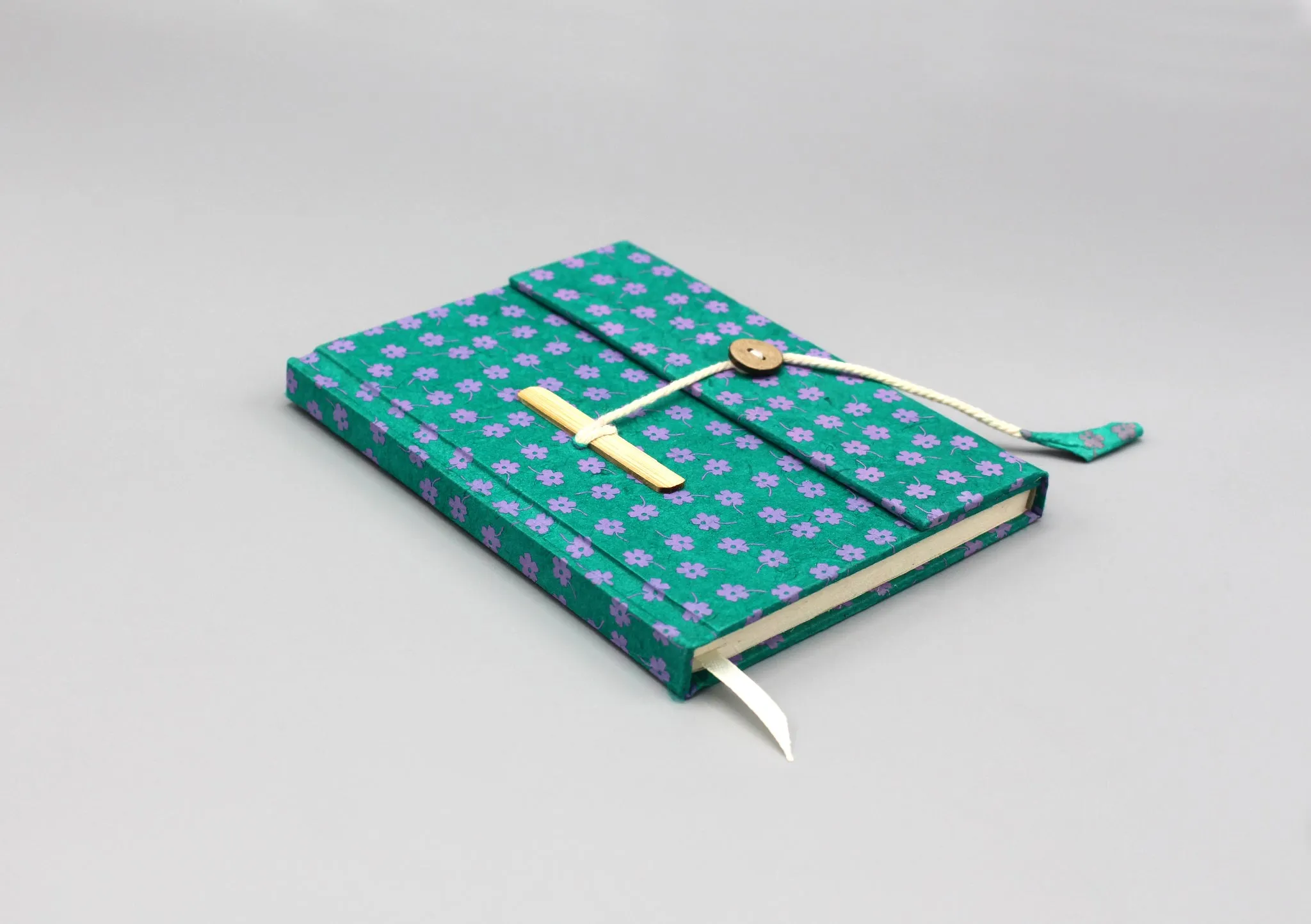 Flower Printed Green Eco Friendly Lokta Paper Journal