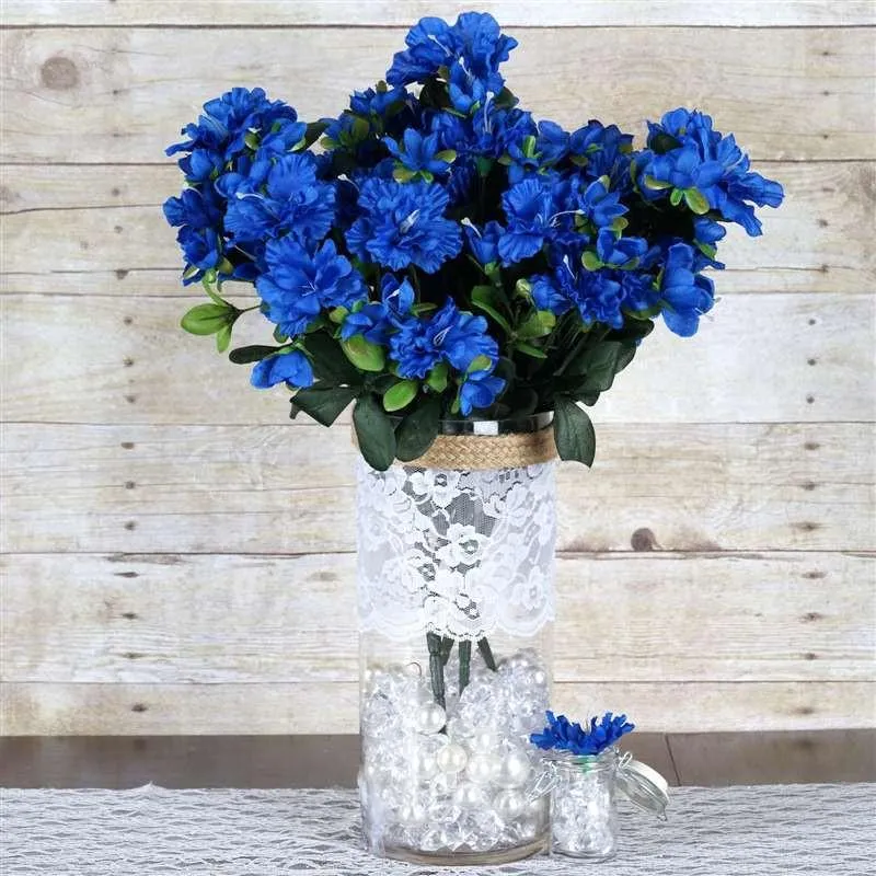 Gardenia Bush Artificial Silk Flowers - Royal Blue