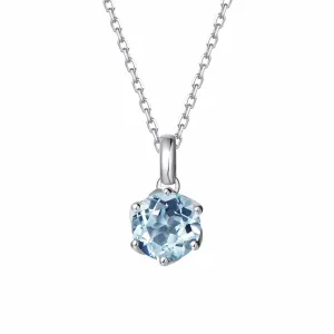 Genuine Aquamarine Solitaire 14K White Gold Necklace