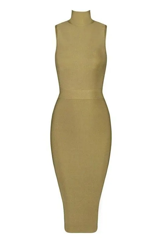 Grace Bandage Midi Dress - Olive Green