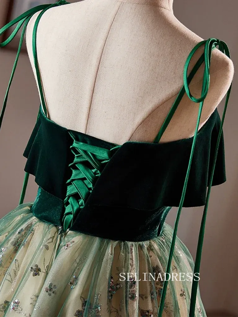 Green Knee Length Short Prom Dress Tulle Homecoming Dress #TKL2121