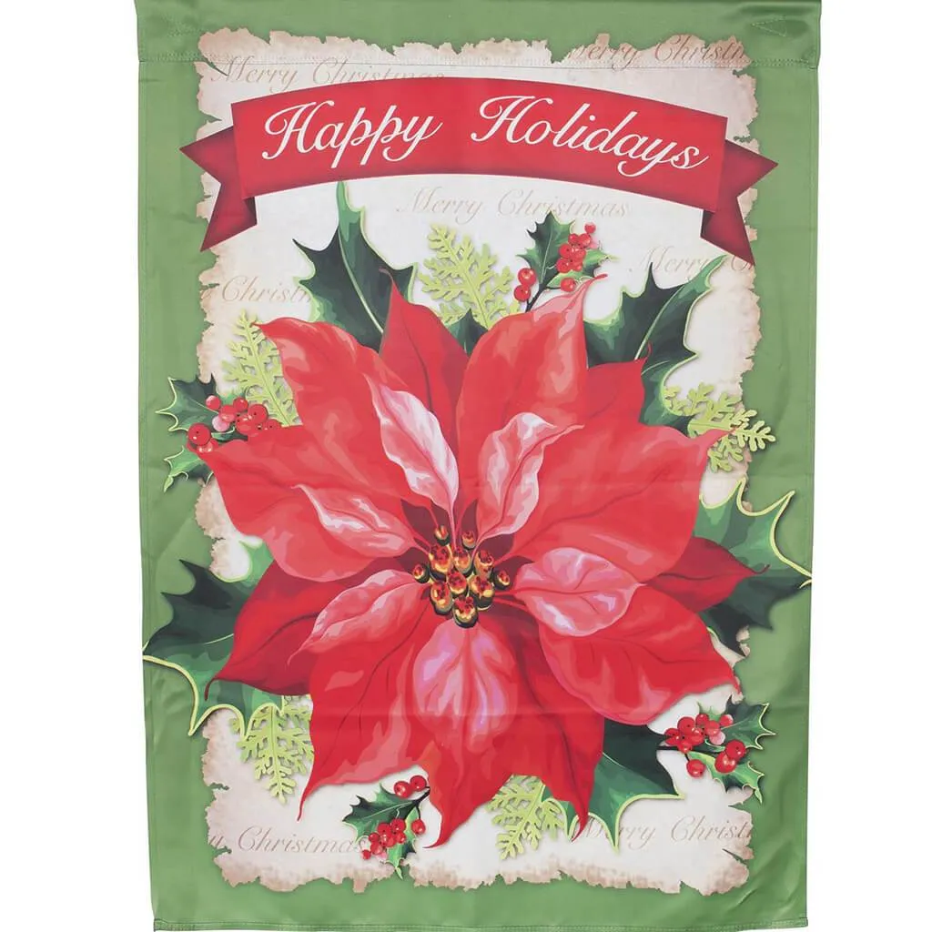 Happy Holidays House Flag Flower 28 x 40in