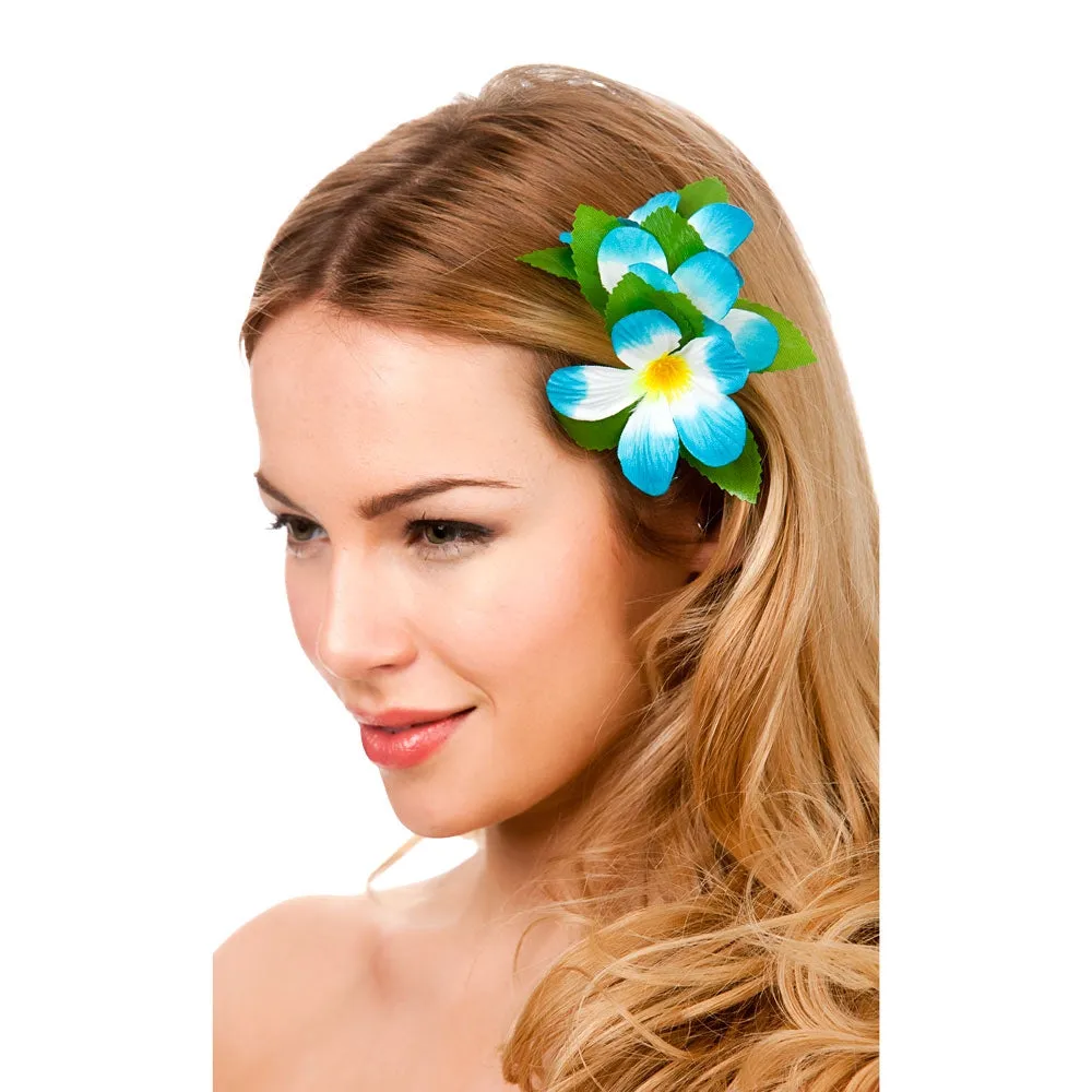 Hawaii Flower Hair Clip Sky Blue