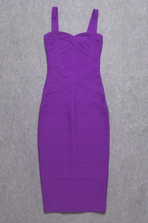 Heidi Bandage Midi Dress - Plum Purple