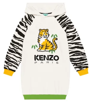 Kenzo Printed Cotton Sweater Dress, Beige