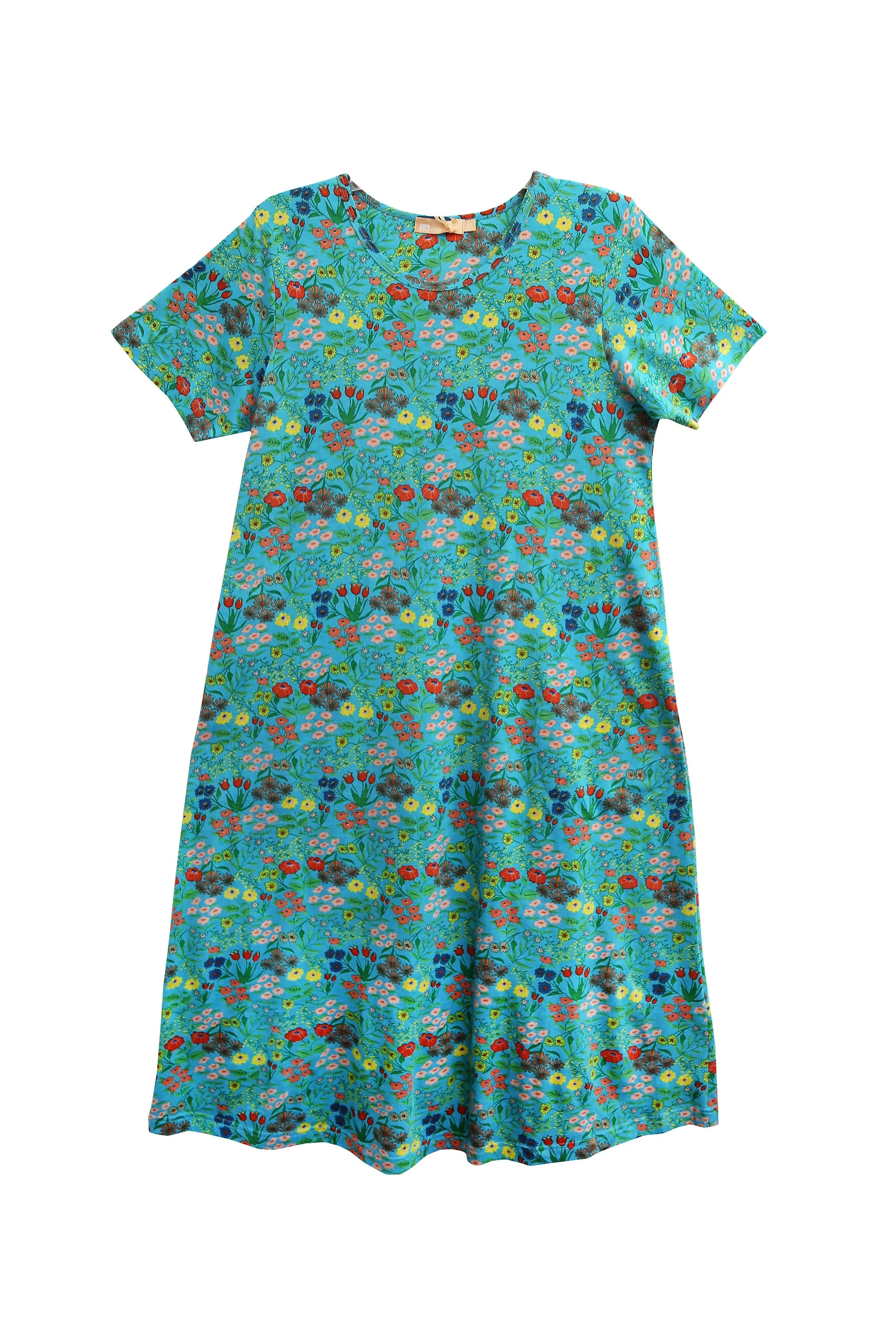 La Cera Printed A-Line Cotton Jersey Knit Plus Size Dress