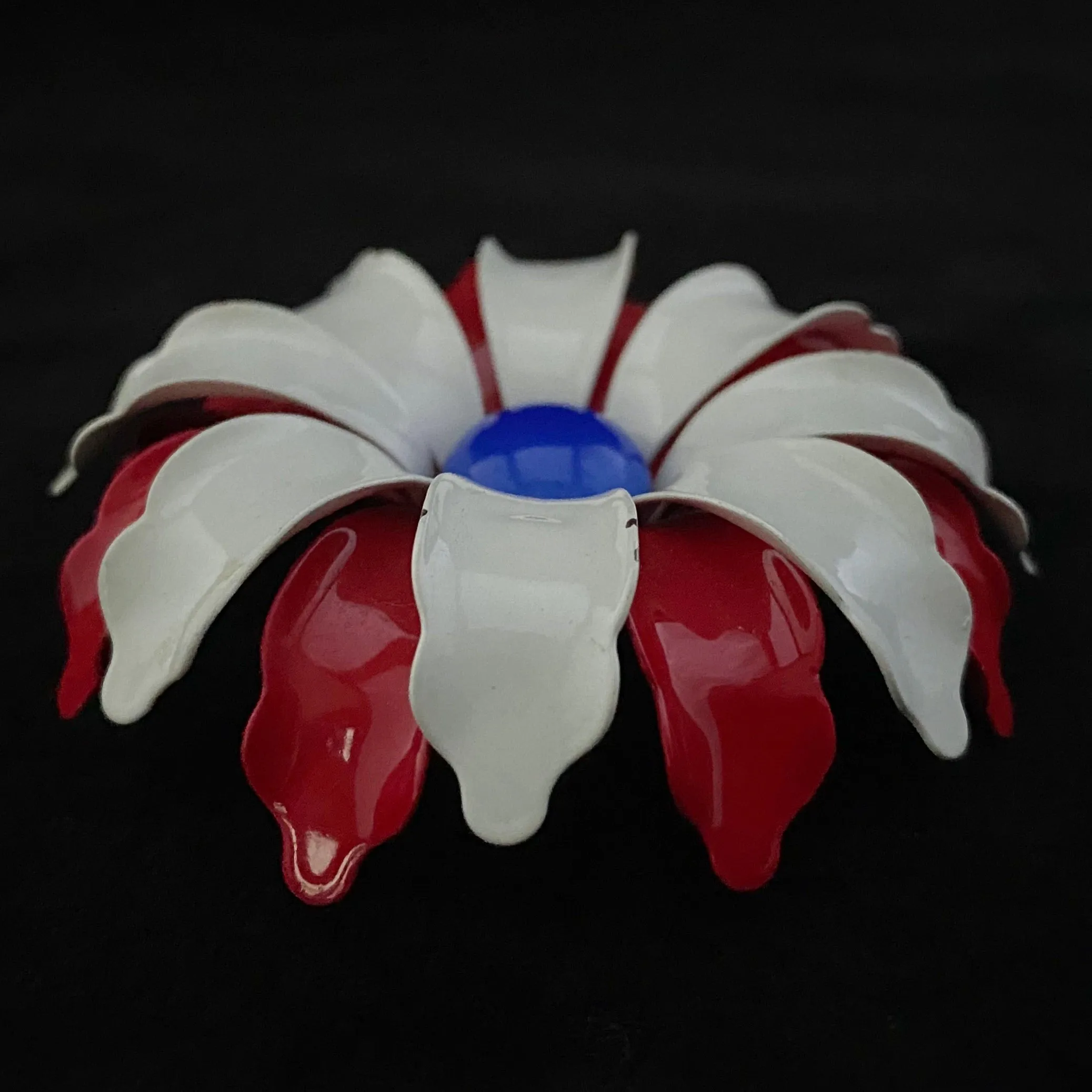 Late 60s/ Early 70s Dome-Shaped Enamel Flower Brooch