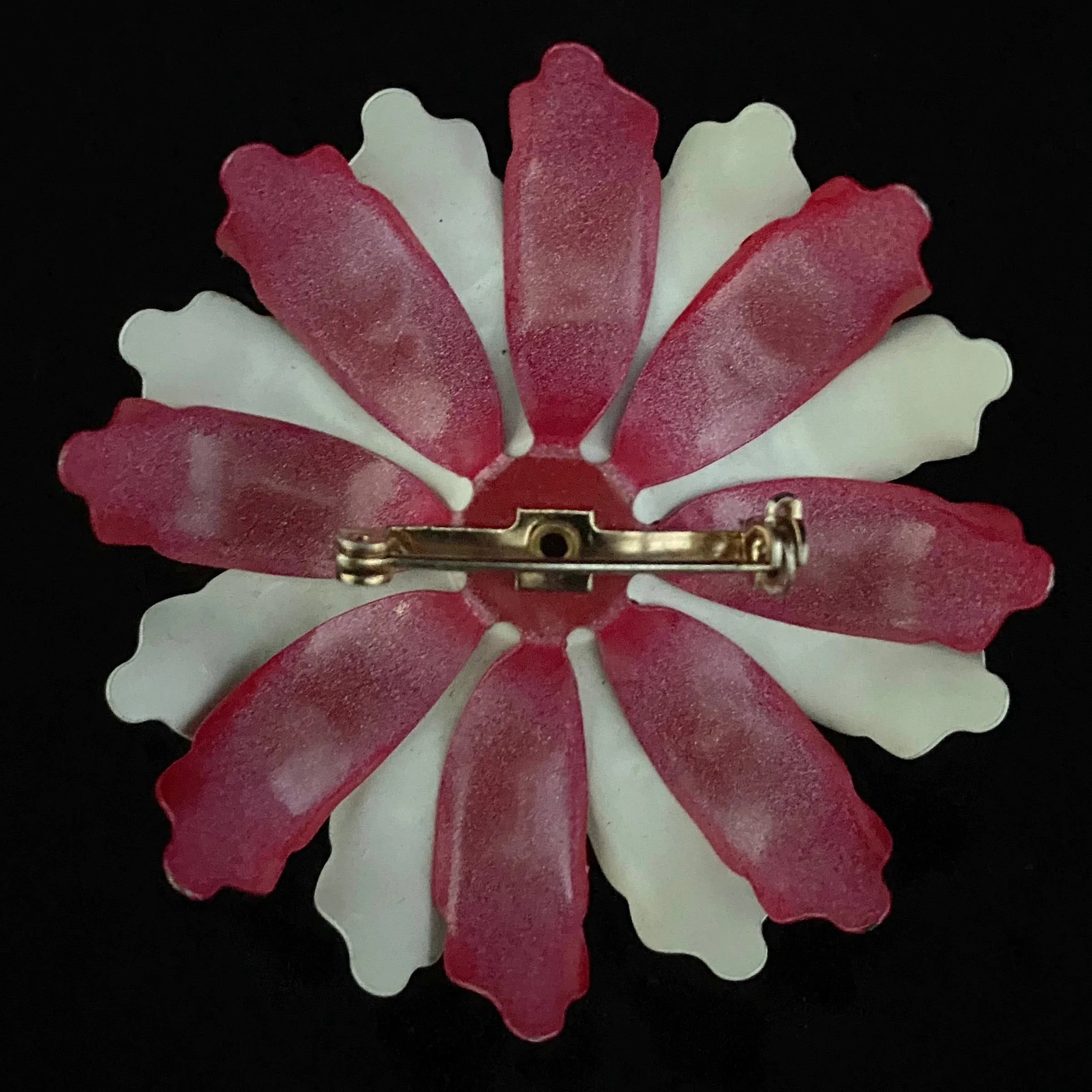 Late 60s/ Early 70s Dome-Shaped Enamel Flower Brooch