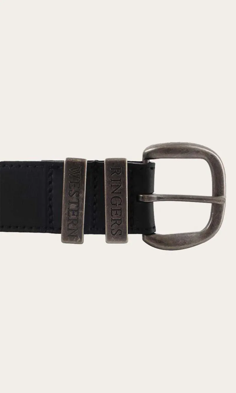 Leather James Belt Black/Silver