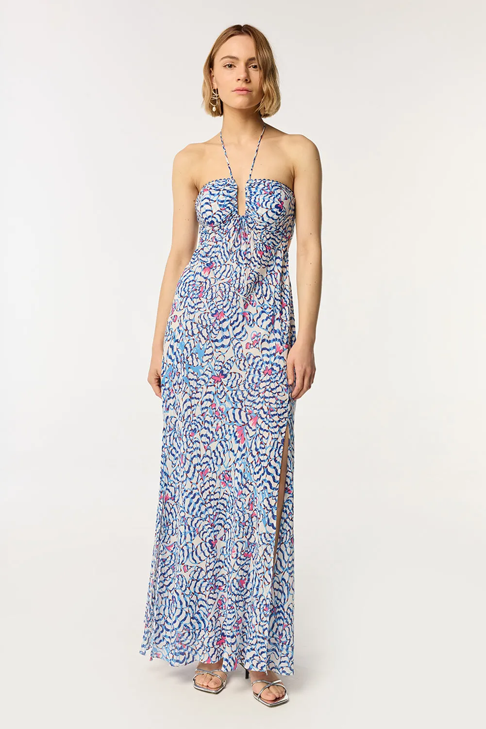 Long Dress Carla - Blue Wings Flower