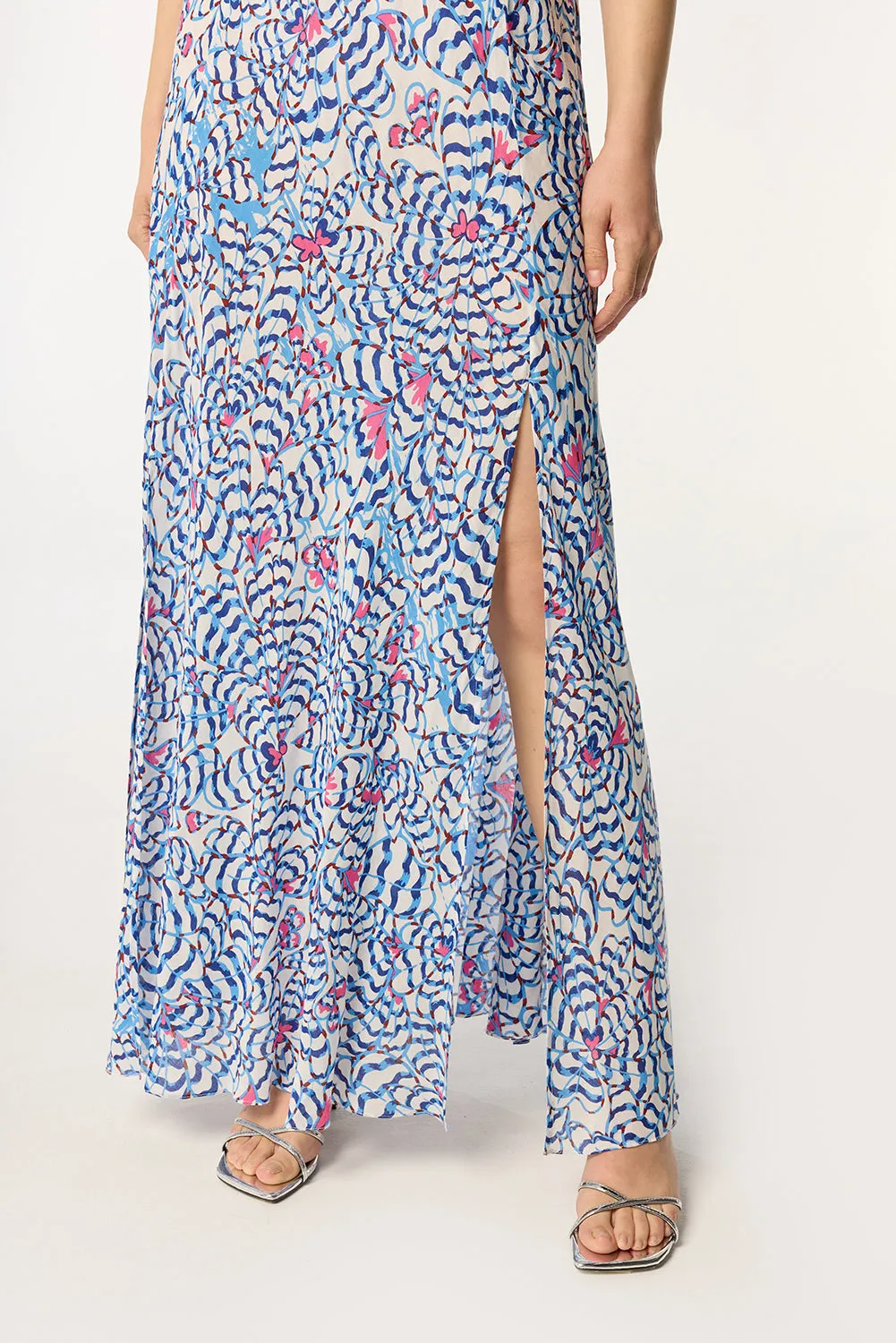 Long Dress Carla - Blue Wings Flower