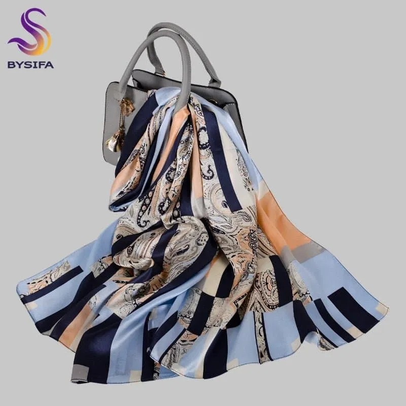 Pure Mulberry Silk Scarf - Luxuriously Soft Silk Scarf with Phoenix Flower Design | BYSIFA