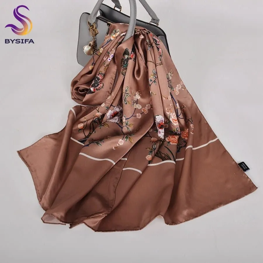 Pure Mulberry Silk Scarf - Luxuriously Soft Silk Scarf with Phoenix Flower Design | BYSIFA