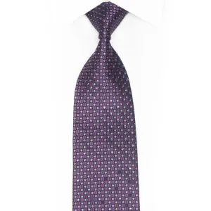 Purple Navy Checkered Rhinestone Silk Necktie With Silver Sparkles