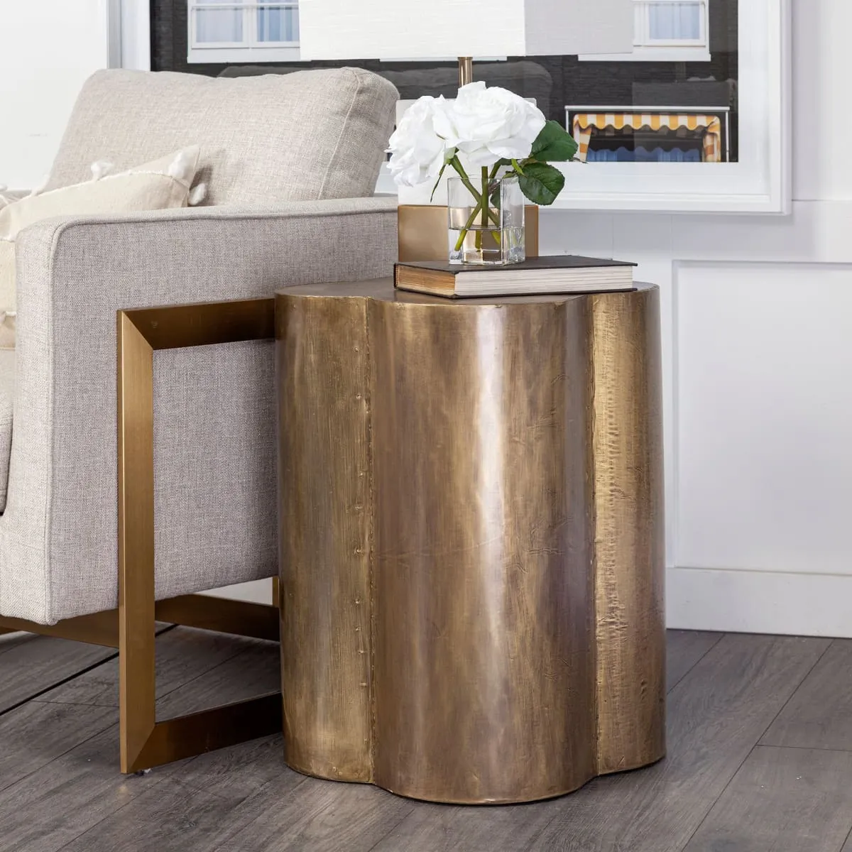 Quatrefoil Accent Table Brass Cladding