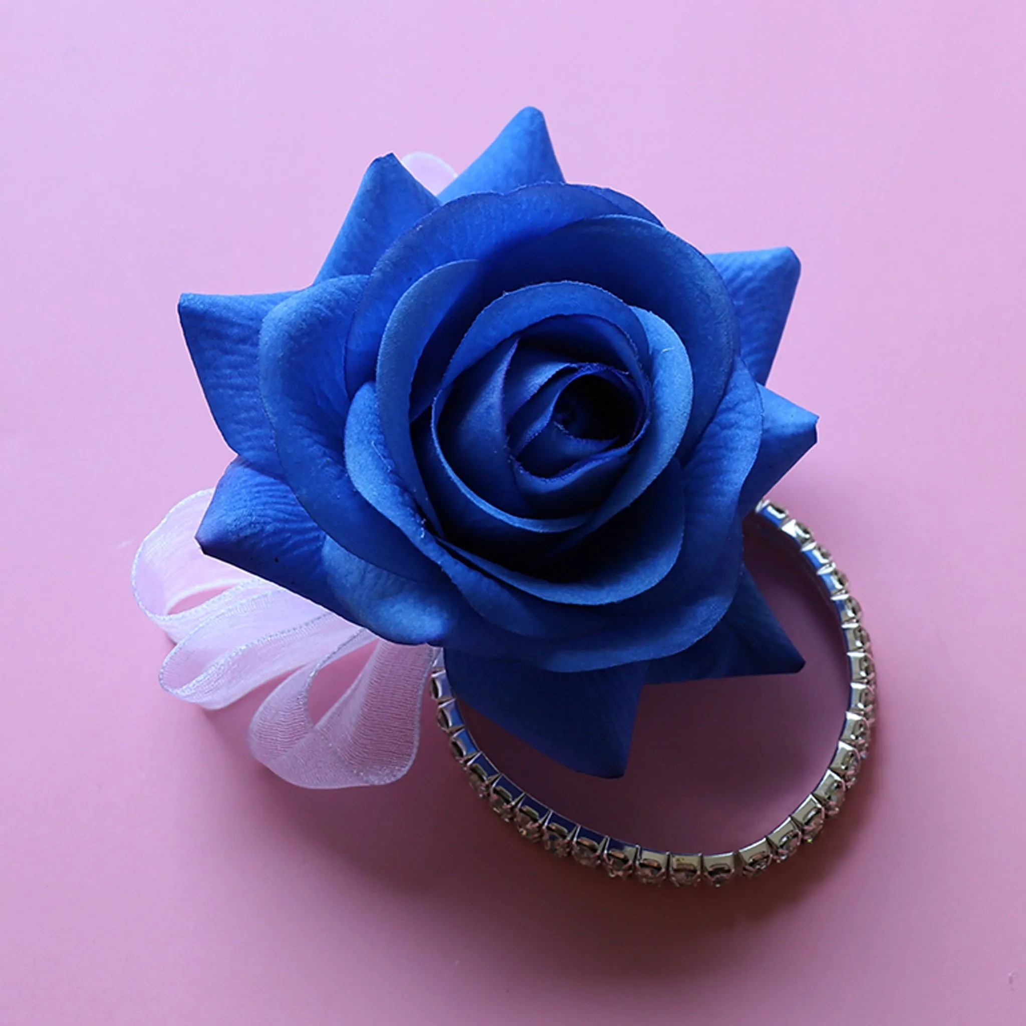 Real Touch Bridal Bouquet Royal Blue Wedding Flowers Boutonnieres Corsages Sets