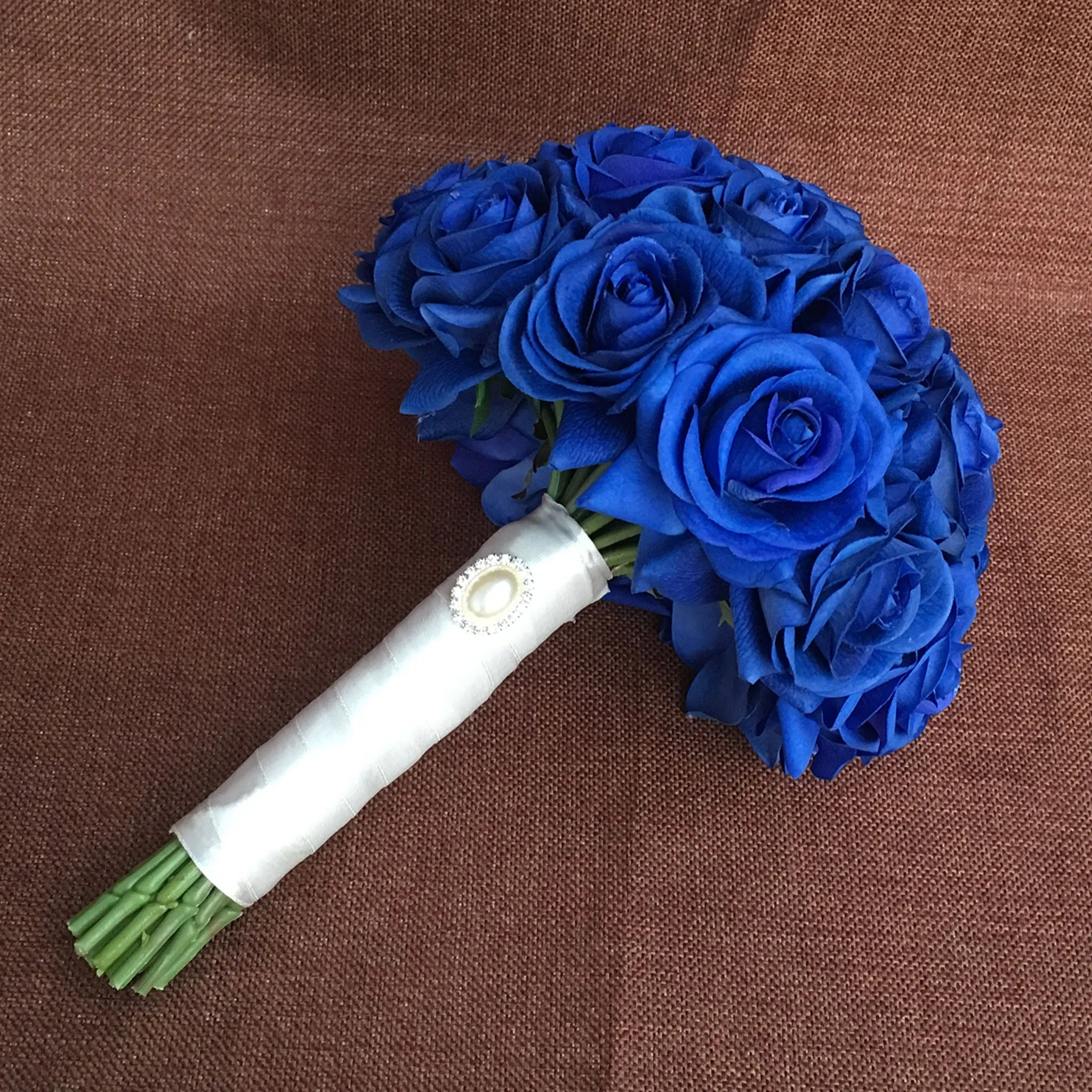 Real Touch Bridal Bouquet Royal Blue Wedding Flowers Boutonnieres Corsages Sets