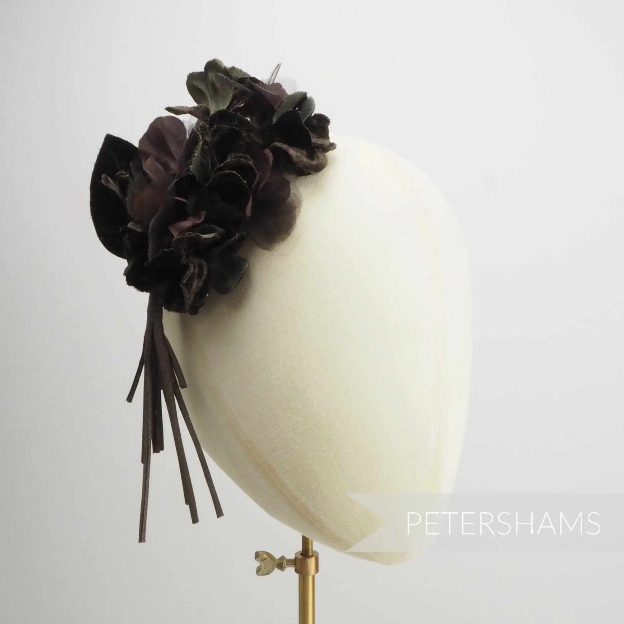 'Regina' Velvet & Organza Hydrangea Millinery Flower Mount