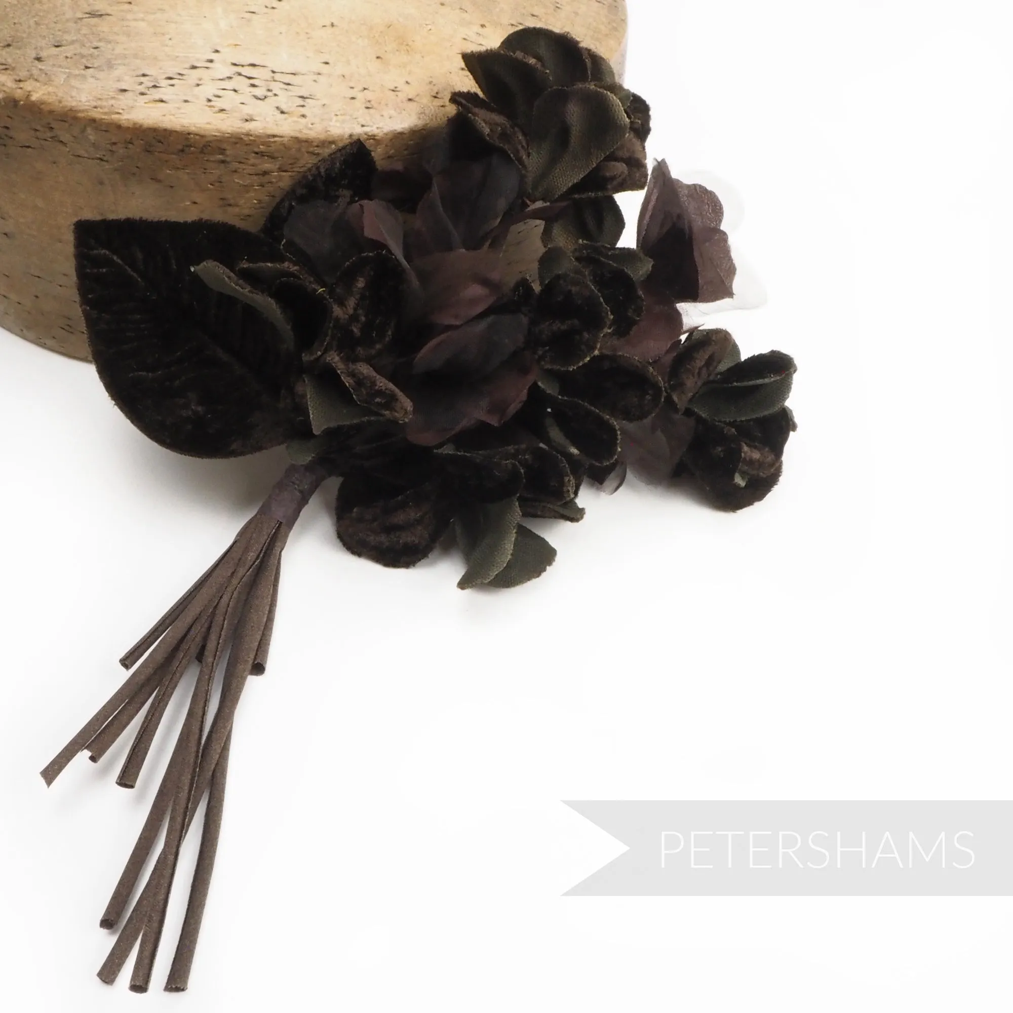 'Regina' Velvet & Organza Hydrangea Millinery Flower Mount