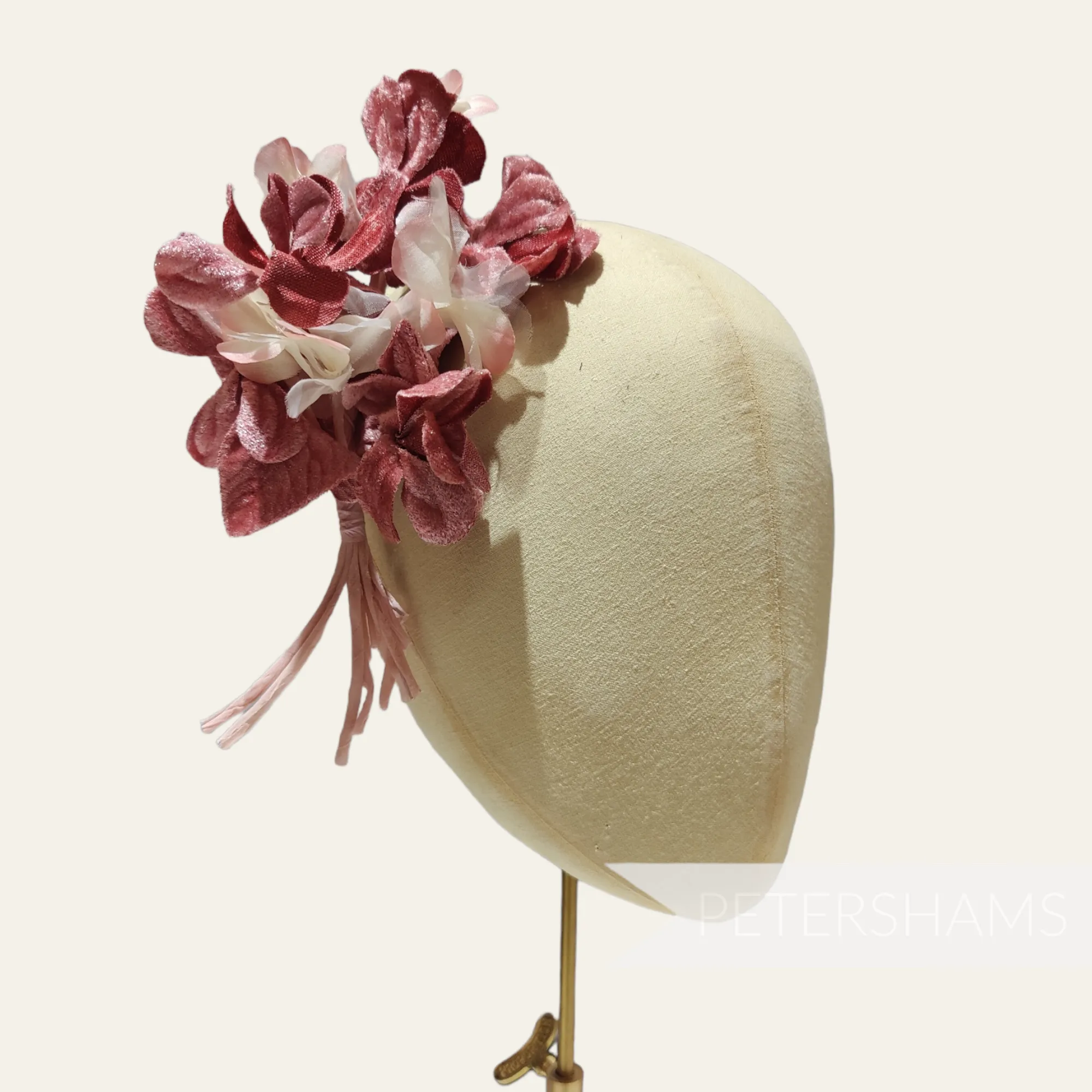 'Regina' Velvet & Organza Hydrangea Millinery Flower Mount