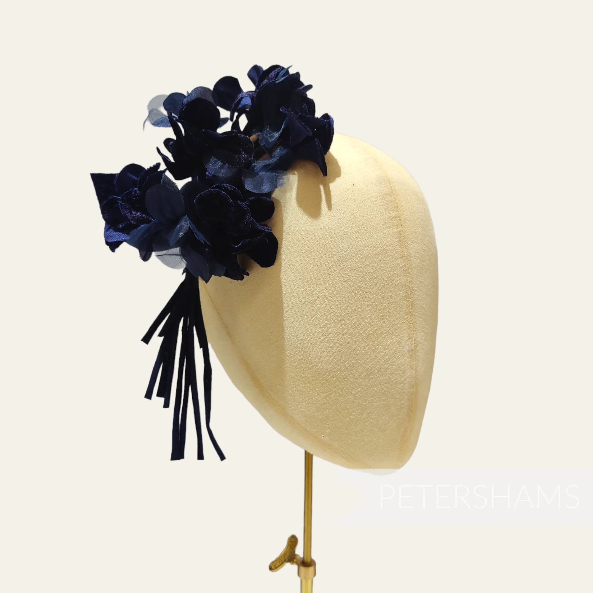 'Regina' Velvet & Organza Hydrangea Millinery Flower Mount