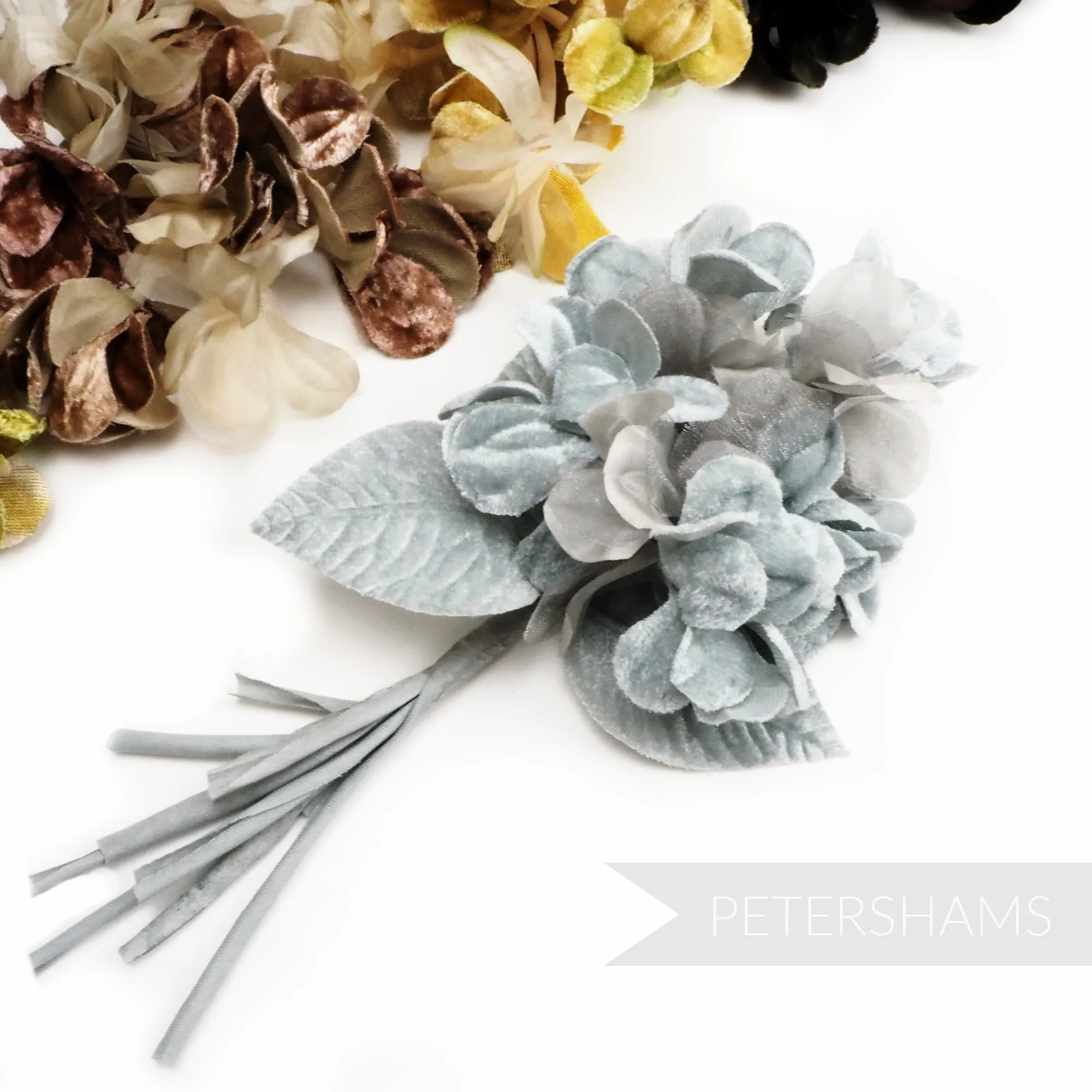 'Regina' Velvet & Organza Hydrangea Millinery Flower Mount