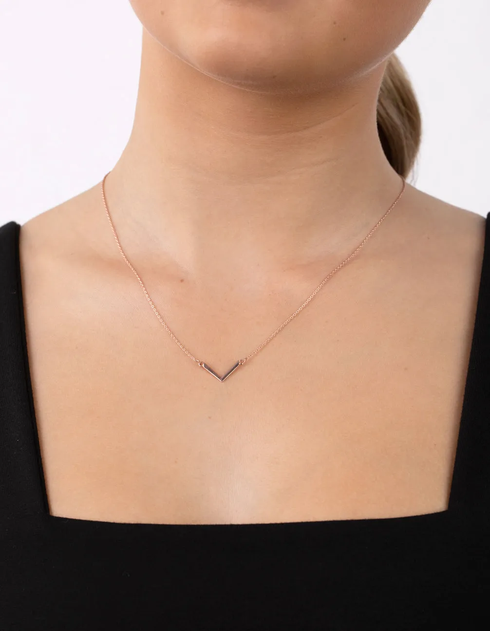 Rose Gold Plated Sterling Silver Chevron Necklace